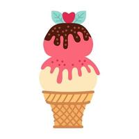 sorvete no estilo cartoon brilhante. vetor de sorvete em cores agradáveis isoladas