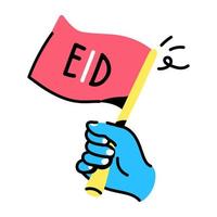 um ícone de doodle de bandeira eid download vetor