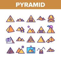 vetor de conjunto de ícones de coleção de atração de pirâmide