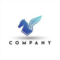 logotipo pegasus de elegância poderosa. logotipo do cavalo pegasus de asa vetor