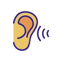 o ouvido ouve a ilustração de contorno de vetor de ícone de som