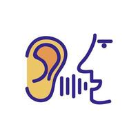 ilustração de contorno de vetor de ícone de ouvido de som de cabeça