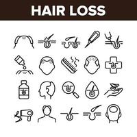 conjunto de ícones de elementos de coleção de perda de cabelo vetor