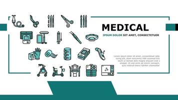 vetor de cabeçalho de pouso de instrumentos e equipamentos médicos