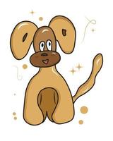 amigo cão fofo, carinhoso e gentil no estilo doodle em um fundo branco com orelhas grandes vetor