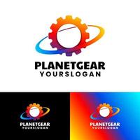 design de logotipo gradiente de engrenagem planetária vetor