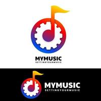 design de logotipo gradiente de engrenagem de música moderna vetor