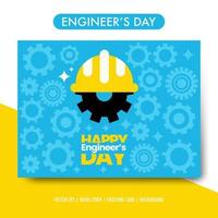 dia do engenheiro simples com máquina de engrenagem e capacete. cartaz, cartão de felicitações, ilustração vetorial de fundo vetor