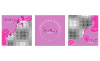 beleza e spa maquiagem design de banner de mídia social design de banner quadrado vetor