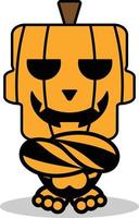 fofo crânio de halloween abóbora mascote personagem de desenho animado vetor legal