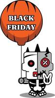 vetor desenho animado mascote bonito personagem de caveira vodu boneca balão sexta-feira negra