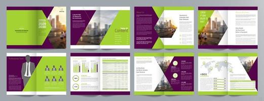 modelo de folheto de guia de apresentação de negócios corporativos, relatório anual, modelo de design de folheto de negócios geométrico plano minimalista de 16 páginas, tamanho a4. vetor