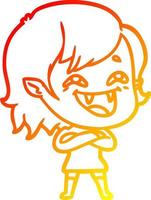 desenho de linha de gradiente quente desenho animado rindo garota vampira vetor