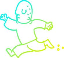 homem de desenho animado de desenho de linha de gradiente frio correndo vetor