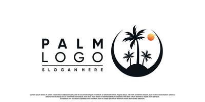 palmeira ou design de logotipo de palmeira com vetor premium de conceito criativo