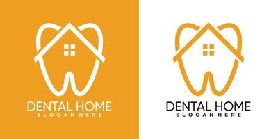 design de logotipo de casa dental com estilo de arte de linha vetor