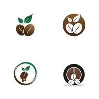 logotipo de feijão de café com xícara natural e folhas.