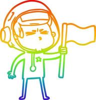 desenho de linha gradiente arco-íris desenho animado astronauta estressado vetor