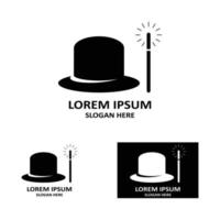 vetor de logotipo de chapéu e varinha mágica