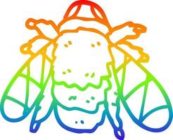 desenho de linha de gradiente de arco-íris desenho de abelha rabiscada vetor
