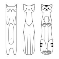 gatos de desenhos animados lineares vetoriais sobre fundo branco. bichinhos fofos para colorir vetor