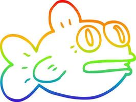 desenho de linha de gradiente de arco-íris peixe de desenho animado vetor