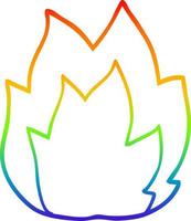 desenho de linha de gradiente de arco-íris explosão de fogo de desenho animado vetor
