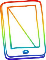 desenho de linha de gradiente de arco-íris tablet de computador de desenho animado vetor