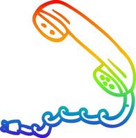 desenho de linha de gradiente de arco-íris telefone de desenho animado vetor