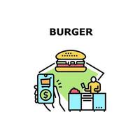 ilustração de cor de conceito de vetor de fastfood de hambúrguer