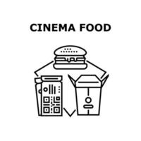 ilustração de conceito de vetor de comida de cinema preto