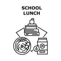 ilustração de conceito de vetor de almoço escolar preto