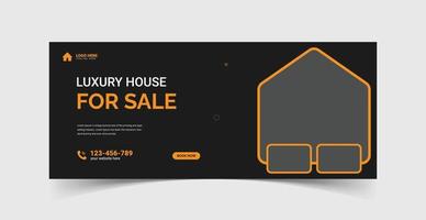 modelo de capa do facebook de banner de venda de propriedade em casa imobiliária vetor