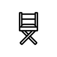 ilustração de contorno de vetor de ícone de vista frontal de cadeira dobrável de madeira