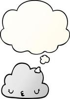 nuvem de desenho animado bonito e balão de pensamento no estilo de gradiente suave vetor
