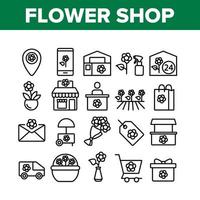 conjunto de ícones de coleção de boutique de floricultura vetor