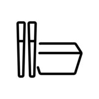 recipiente de comida retangular com ilustração de contorno de vetor de ícone de talheres