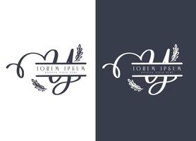 modelo de design de logotipo floral minimalista letra y vetor