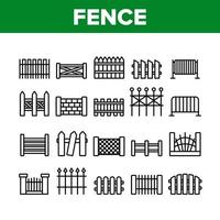 conjunto de ícones de coleção de construção de cerca vetor