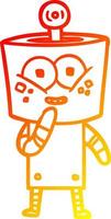 linha de gradiente quente desenhando robô de desenho animado feliz rindo vetor