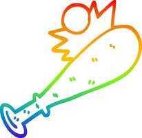 desenho de linha gradiente arco-íris desenho animado taco de beisebol vetor