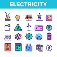 vetor de conjunto de ícones da indústria de eletricidade de cor
