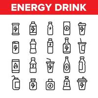 conjunto de ícones de vetor de elementos de coleção de bebidas energéticas
