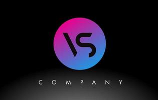 vs ícone de design de logotipo de letra com cores azuis neon roxas e design circular vetor