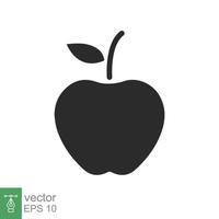 ícone de maçã. estilo sólido simples. fruta com símbolo de folha. ilustração vetorial de glifo isolada no fundo branco. eps 10. vetor