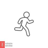 ícone de corredor. estilo de contorno simples. homem corre rápido, corrida, sprint, conceito de esporte. ilustração em vetor linha fina isolada no fundo branco. curso editável eps 10.