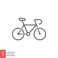 ícone de bicicleta. estilo de contorno simples. bicicleta, corrida, conceito de transporte. ilustração em vetor linha fina isolada no fundo branco. curso editável eps 10.