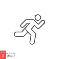 ícone de corredor. estilo de contorno simples. homem corre rápido, corrida, sprint, conceito de esporte. ilustração em vetor linha fina isolada no fundo branco. curso editável eps 10.