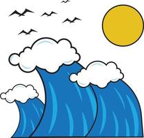 ilustração em vetor de ondas do mar durante o dia