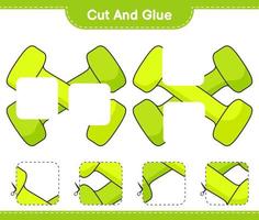 corte e cole, corte partes do haltere e cole-as. jogo educativo para crianças, planilha para impressão, ilustração vetorial vetor